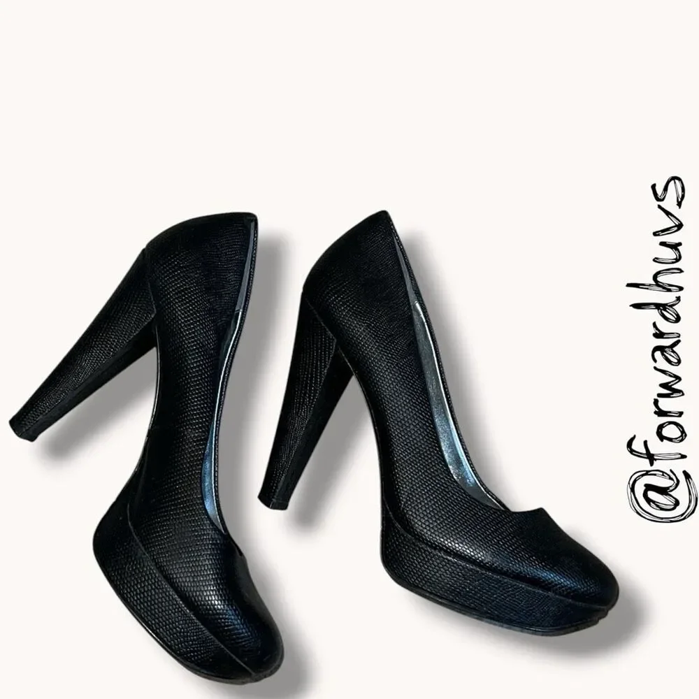 Calvin Klein Carley Textured Platform Pumps Black Size 6.5